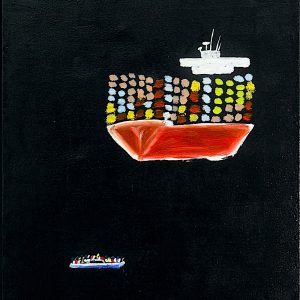 H017F8 Exil et export -=- Tellement de moyens pour l'export de biens matériels plus ou moins utiles et si peu pour des humains en détresse. Jusqu’où ira cette aberration ? Comment une société aussi injuste peut-elle espérer durer ? Certains vivent dans une abondance excessive et d’autres luttent pour leur survie. Nous vivons dans une société malade des égos et voilà le résultat : égoïsme, égocentrisme, orgueil, prétention, sont nos tares. Enseignons d’urgence l’empathie, la bienveillance et le partage. Il faudrait un « plan Marshall » pour l’entraide entre nations.