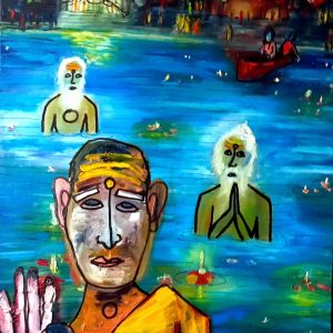 H021P25 Bénie Bénarès -=- Quand on a de l'appétence pour la spiritualité, Bénarès ( Varanasi ) devient assez rapidement un lieu incontournable. L'émotion est à chaque instant, sur chaque visage, dans toutes les ruelles de cette très vieille ville sacrée. Probablement la plus vieille ville du monde.