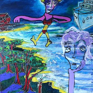H096F30 Rêves de Mer et Mères -=- Avec une mère perdue dans ses névroses, la mer fut son refuge et sa consolation. L’océan était devenu maternel. Ses rêves d’enfant étaient presque toujours habités par la mer. Alors que beaucoup voient la mer comme un terrain de jeux et de loisirs, il la ressent comme un élément sacré qui doit être respecté. Bien sûr il est naturel de jouer et de se détendre mais pas de s’approprier, de polluer et de salir. La limite est atteinte quand il devient impossible de regarder un paysage marin sans être gêné par des voiles, des planches, des moteurs, etc…