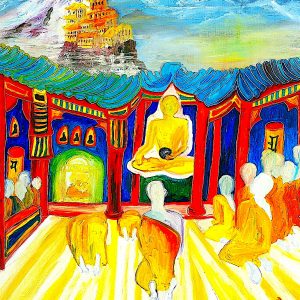 H121F40 Monastères -=- "L'idée bouddhiste est que l'univers en perpétuel changement n'est plus, en fin de compte, qu'un vide sans créateur et sans aucune existence d'âme statique, l'Atma. L'acharya soutient que ceci ne peut pas être l'idéal du seigneur Bouddha qui était un être réalisé. Il affirmait, au contraire que, bien que l'univers soit soumis à un changement constant, il y avait quelque chose qui le soutenait, qui lui était sous-jacent, qui était immuable et éternel. Ce facteur immuable existe bel et bien, quel que soit le nom qu'on puisse lui donner : Paramatma, Parabrahma,...etc". Paroles de Sri Chankaracharya au 13eme siècle en Inde, qui fut un sage exceptionnel.
