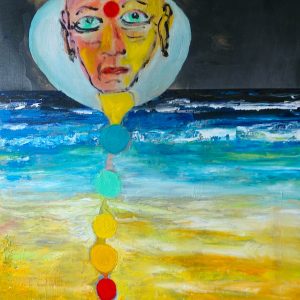H173P20 Libération 7/7 ---===--- Ce tableau s'inscrit dans la série des 7 types humains selon Gurdjieff. La libération est l'étape ultime. Mais se libérer de quoi ? De l'emprise du mental, de son égo donc. Il y a au moins deux façons de se conduire : - soit en se laissant diriger par son ego, (donc la recherche de la satisfaction continuelle de ses désirs) ; - soit en laissant sa conscience prendre le contrôle, donc suivre son Dharma. Le tableau est aussi une oeuvre alchimique et védique. Les 4 éléments sont présents : air - eau - terre et feu qui est l'élément primordial. Il y a du feu partout et donc en nous-mêmes. Rappelons que l’eau est née du feu et qu’il y a du feu dans l’eau.