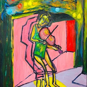 H213P20 Muse 1/2 -=- Comme la peinture, la musique est une invitation aux voyages. La nuit est douce et dense. Les ampoules accrochées aux arbres sont nos étoiles du soir. Nos âmes peuvent enfin se nourrir de l’essentiel.