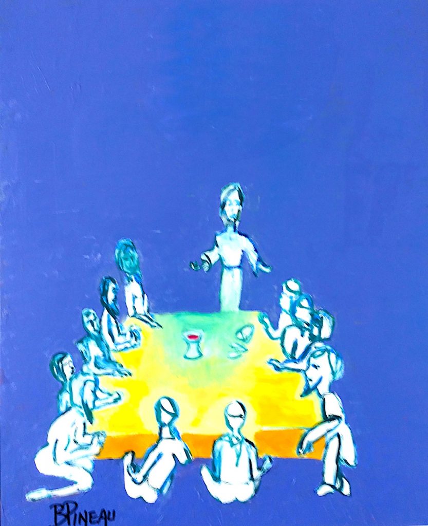 H252F25 Jésus communié ---===--- On ne compte plus le nombre d'oeuvres sur ce sujet sacré. Le Saint et dernier repas avec les disciples, et le cadeau magique du rituel eucharistique.