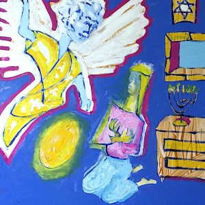 H261F25 Jésus Annonciation ---===--- L'Annonciation faite à Marie pour la future naissance de Jésus par l'ange Gabriel. Marie était très probablement seule lors de cette annonce. D'une manière générale, les apparitions sont faites à une personne seule, choisie, et s'il y a quelques témoins (par exemple les 3 enfants de Fatima), ils ne sont souvent que des témoins partiels. La réaction de Marie est un exemple de "lâcher prise" et de confiance totale. Elle réagit comme une sachante et pas comme une simple croyante. « Seigneur fait de moi ce qu’il te plaira. » Dans ce tableau, l'annonce est symbolisée par un oeuf en or, la forme parfaite selon de nombreuses traditions.