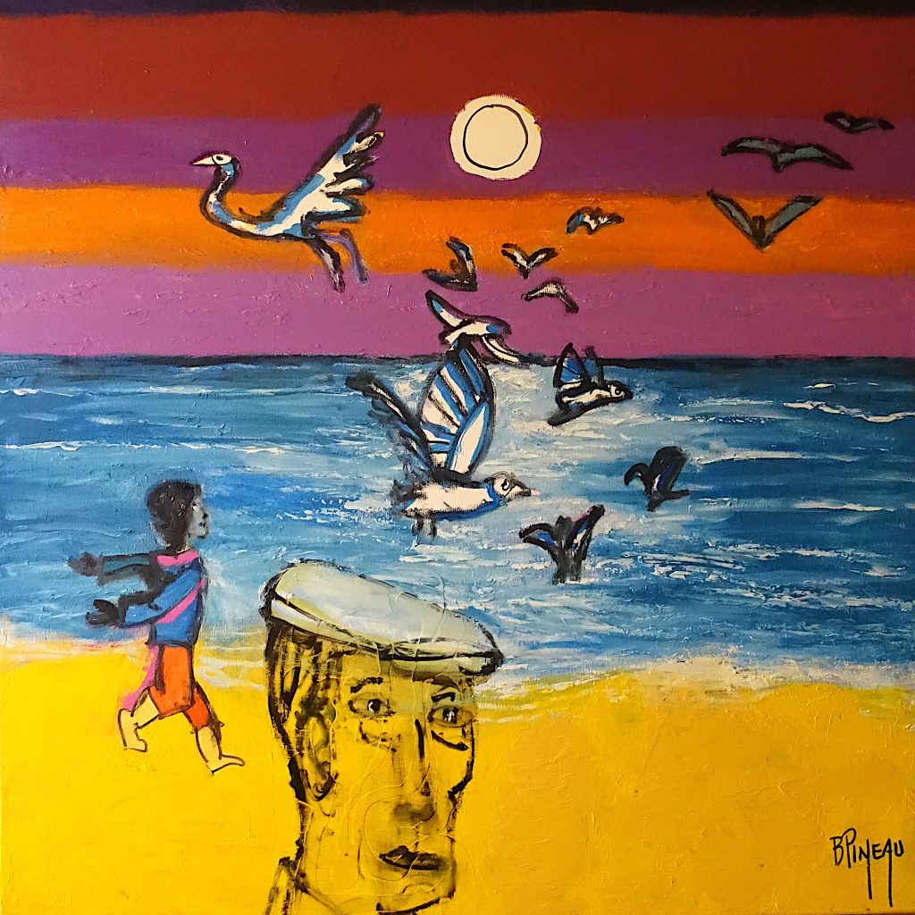 H350C90 Emerveillés ---===--- La mer nous émerveille. Nous jouons comme des enfants. Tout devient plus simple et plus beau. Nous avons envie de vivre comme des oiseaux. Et si la sagesse naissait d’une grande simplicité ? Grandir en gardant son âme d’enfant. La spiritualité et les arts nourrissent nos âmes d’enfant. Un jour, une journaliste a demandé à Henri Matisse pourquoi il peignait des fleurs et des femmes à l’époque de la seconde guerre mondiale. Il a simplement répondu « il y a assez d’horreurs comme ça ».