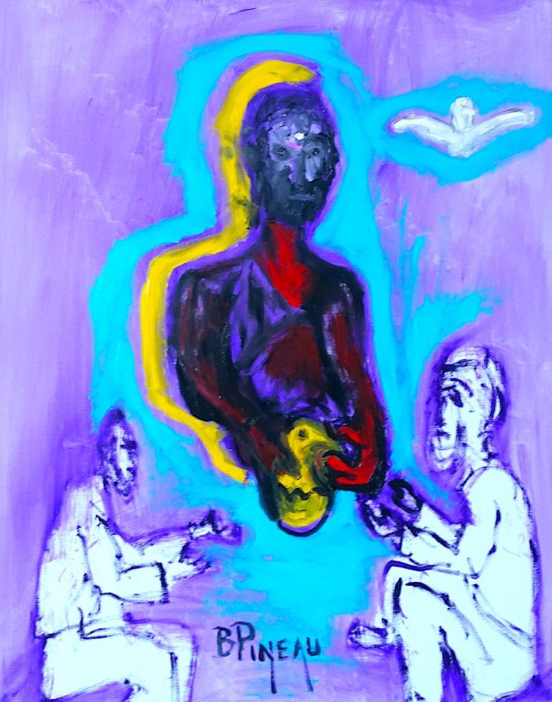 H354F30 Apparition aux Apôtres ---===--- « Notre Père, ne nous soumet pas à la tentation mais délivre nous du mal. » Dans l’au-delà, le Christ continuerait sa mission de protection. « Je ne suis pas venu pour abolir mais pour accomplir ».