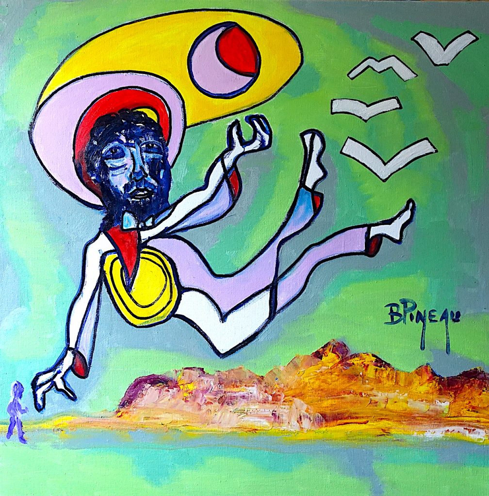H363C90 Affaire d’efforts ---===--- Que d’efforts à faire pour se mettre à l’échelle humaine quand on est fils de Dieu. En dehors de l’histoire sainte relatée par les évangiles, les apparitions de Jésus et de Marie sont de courtes durées. Ces lieux d’apparitions sont devenus des lieux sacrés de dévotion depuis des siècles et pour encore des siècles. Marie, lors de ses apparitions en France, a toujours demandé la construction de chapelles sur ces lieux. Pour répondre à un besoin d’encrage, d’un lieu de communion, d’un point de rencontre. Nos limites et nos limitations nous empêchent de concevoir l’omniprésence. L’omniprésence est d’une autre dimension, donc au-delà de notre compréhension. Malgré les nombreux siècles, Sainte Marie ne vieillit pas malgré ses apparitions, mais elle change d’apparence. Elle est, Elle aussi, au centre du temps.