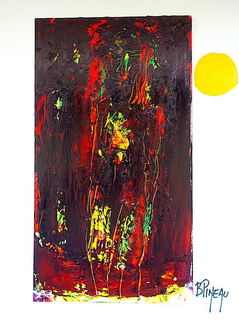 P191H40 Sang dessus dessous ---===--- Dans la forêt d’automne, le rouge sang prend le dessus.